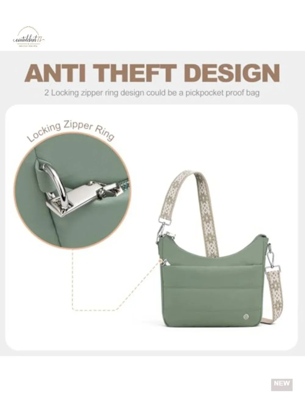 Anti-Theft RFID Crossbody Hobo Bag Quilted Nylon Puffer Purse Women's